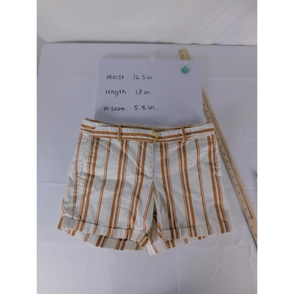 Ann Taylor Factory Shorts Womens 4 White Striped Belted Chino Casual Summer - Picture 5 of 5
